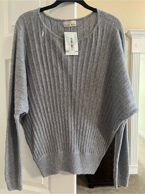 BE COOL Gray Ribbed Crewneck Sweater